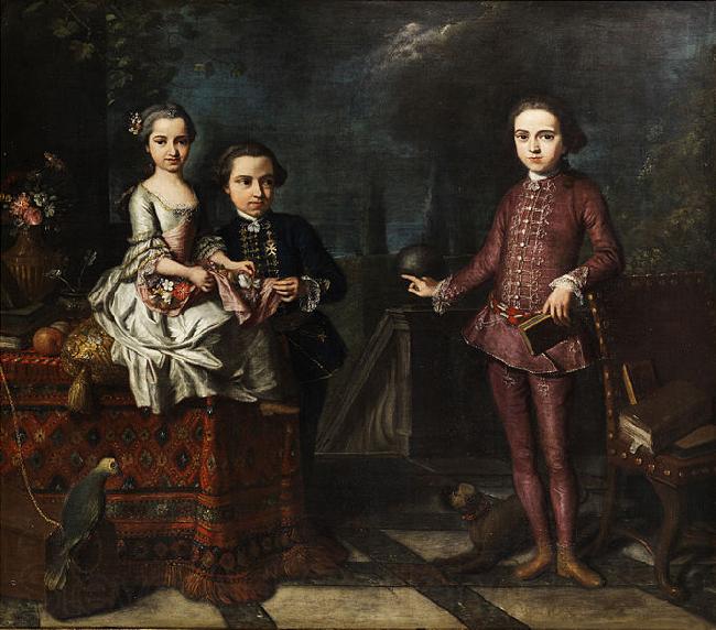 Giuseppe Bonito Portrait of three noble children France oil painting art